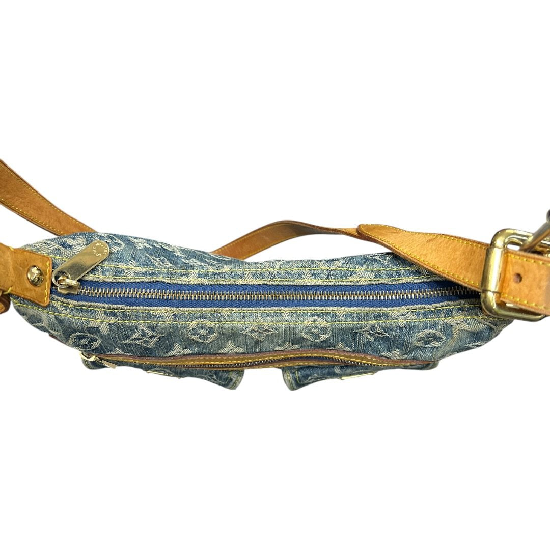 LOUIS VUITTON Monogram Denim Monogram Denim Daily Bag Shoulder Bag Blue, Tan, Yellow Gold Hardware LO2369
