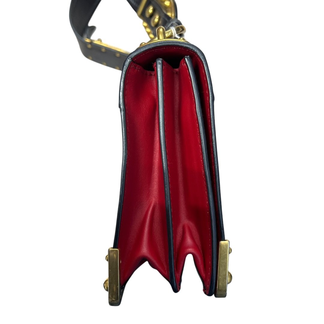 PRADA Leather Cahier Shoulder Bag Red, Black Gold Hardware PR205
