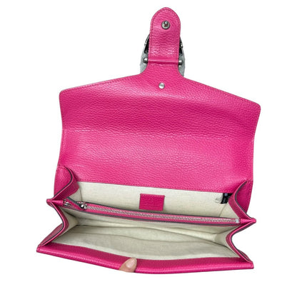 GUCCI Grained Leather Dionysus Shoulder Bag Hot Pink Aged Silver Hardware Gu636