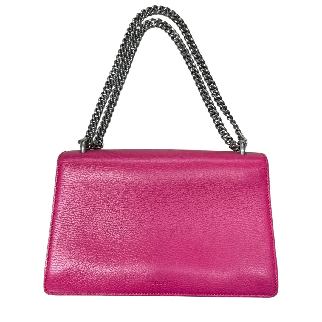 GUCCI Grained Leather Dionysus Shoulder Bag Hot Pink Aged Silver Hardware Gu636