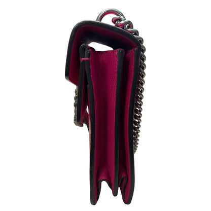 GUCCI Grained Leather Dionysus Shoulder Bag Hot Pink Aged Silver Hardware Gu636