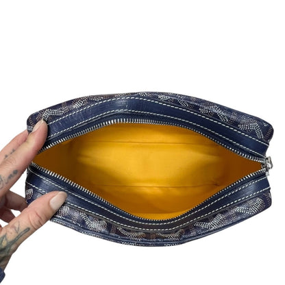 GOYARD Goyardine Canvas Camera Bag Crossbody Bag Navy Blue Silver Hardware G022