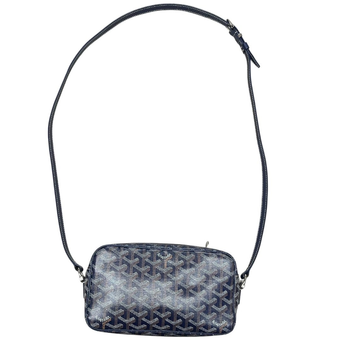 GOYARD Goyardine Canvas Camera Bag Crossbody Bag Navy Blue Silver Hardware G022