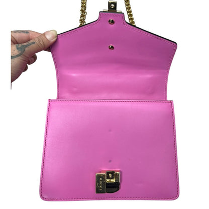 GUCCI Leather Sylvie 1969 Mini Shoulder Bag Shoulder Bag Pink, Green, Red Gold Hardware Gu641