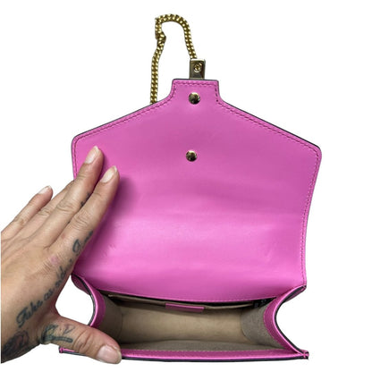 GUCCI Leather Sylvie 1969 Mini Shoulder Bag Shoulder Bag Pink, Green, Red Gold Hardware Gu641