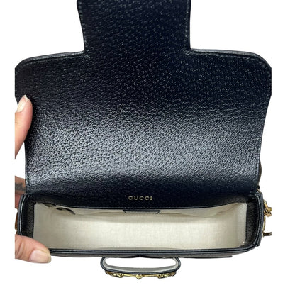 GUCCI Leather Adidas x Gucci Horsebit 1955 Shoulder Bag Shoulder Bag Black, White, Red, Green Gold Hardware Gu654