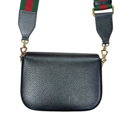 GUCCI Leather Adidas x Gucci Horsebit 1955 Shoulder Bag Shoulder Bag Black, White, Red, Green Gold Hardware Gu654