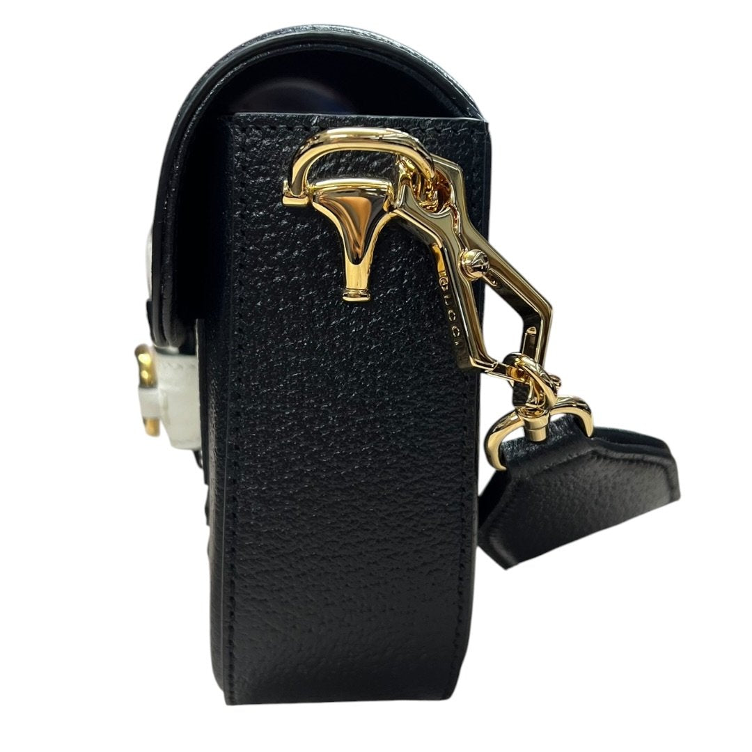 GUCCI Leather Adidas x Gucci Horsebit 1955 Shoulder Bag Shoulder Bag Black, White, Red, Green Gold Hardware Gu654