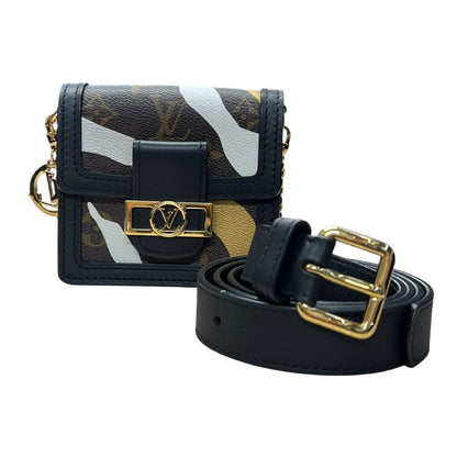LOUIS VUITTON Monogram Canvas Lockme Mini Pouch 'Wild at Heart' Mini Shoulder Bag / Belt Bag Brown, Black, White, Gold Gold Hardware LO2370