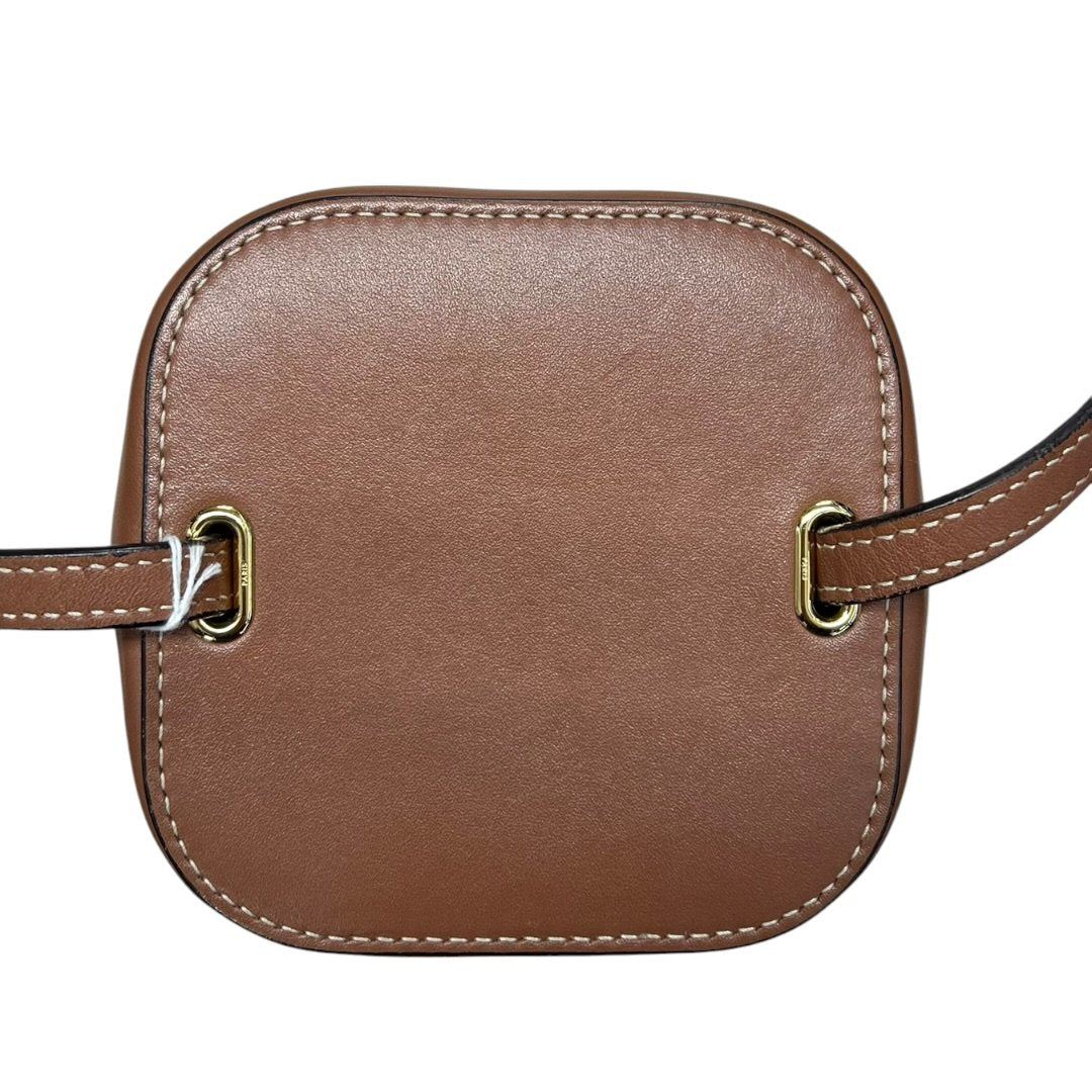 CELINE Calfskin Tambour Bag Crossbody Bag Brown Gold-tone Hardware Ce262