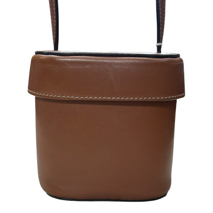 CELINE Calfskin Tambour Bag Crossbody Bag Brown Gold-tone Hardware Ce262