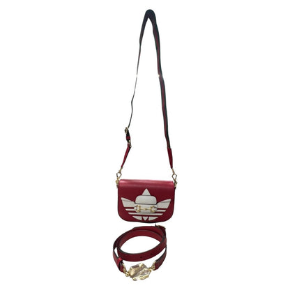 GUCCI Grained Leather Adidas x Gucci Horsebit 1955 Mini Bag Shoulder Bag Red Gold Hardware GU647