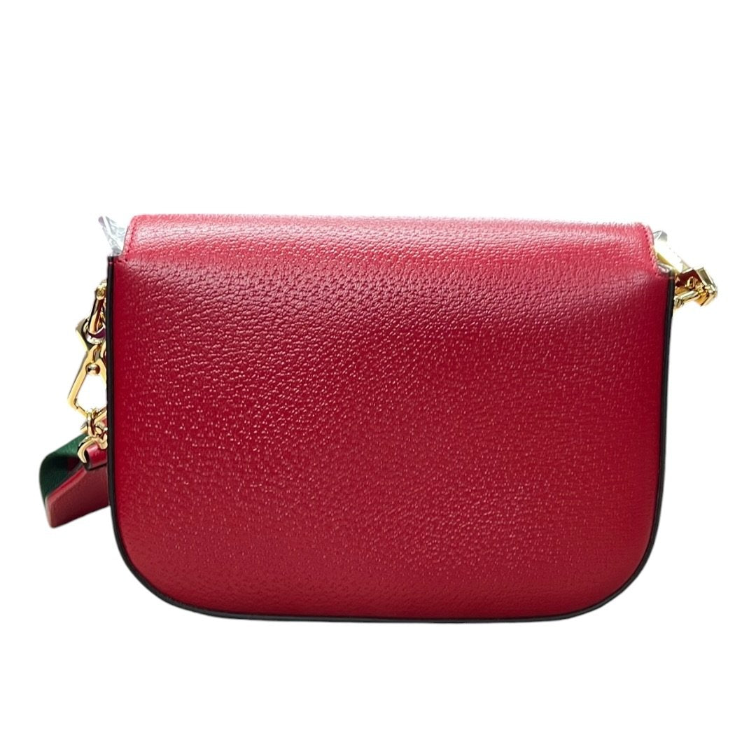 GUCCI Grained Leather Adidas x Gucci Horsebit 1955 Mini Bag Shoulder Bag Red Gold Hardware GU647
