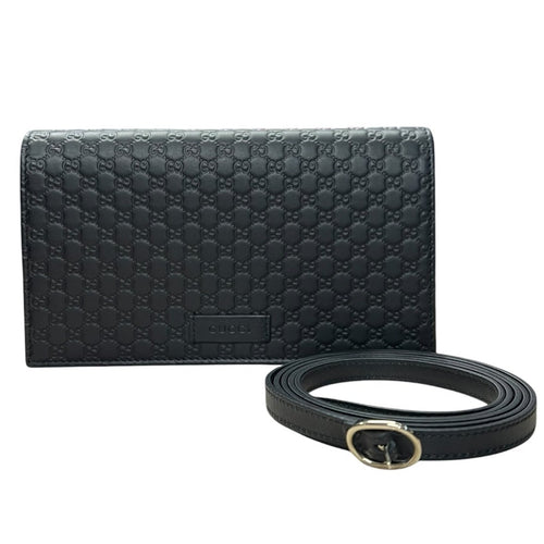 GUCCI Microguccissima Continental Wallet on Chain Wallet / Wallet-on-Chain Black Gold Hardware GU660