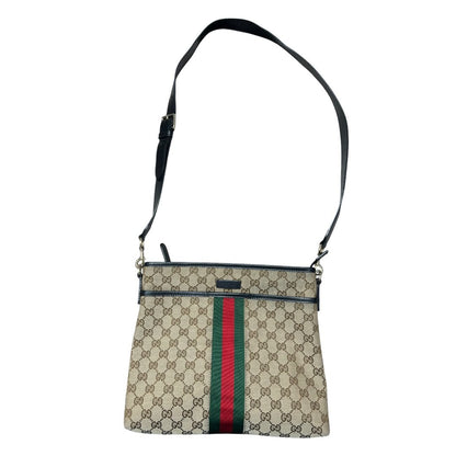 GUCCI GG Monogram Canvas GG Canvas Web Stripe Shoulder Bag Beige, Brown, Red, Green, Black Silver-tone Hardware GU658