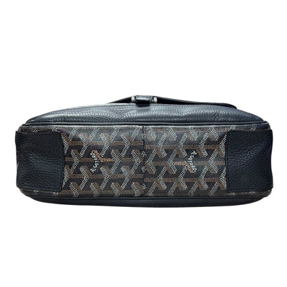 GOYARD Goyardine Ambassade Messenger Bag Black and Tan Silver Hardware GO23