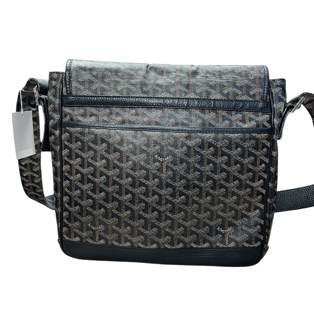 GOYARD Goyardine Ambassade Messenger Bag Black and Tan Silver Hardware GO23