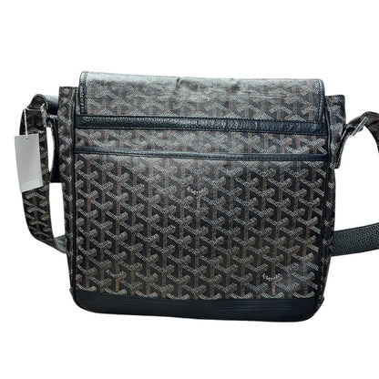 GOYARD Goyardine Ambassade Messenger Bag Black and Tan Silver Hardware GO23