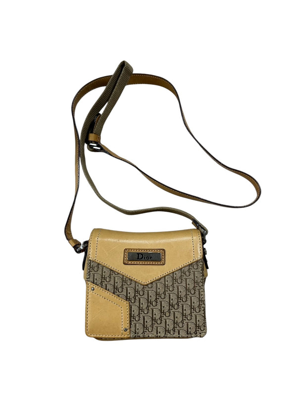 CHRISTIAN DIOR Trotter Shoulder Bag Beige Yellow Leather CH2168