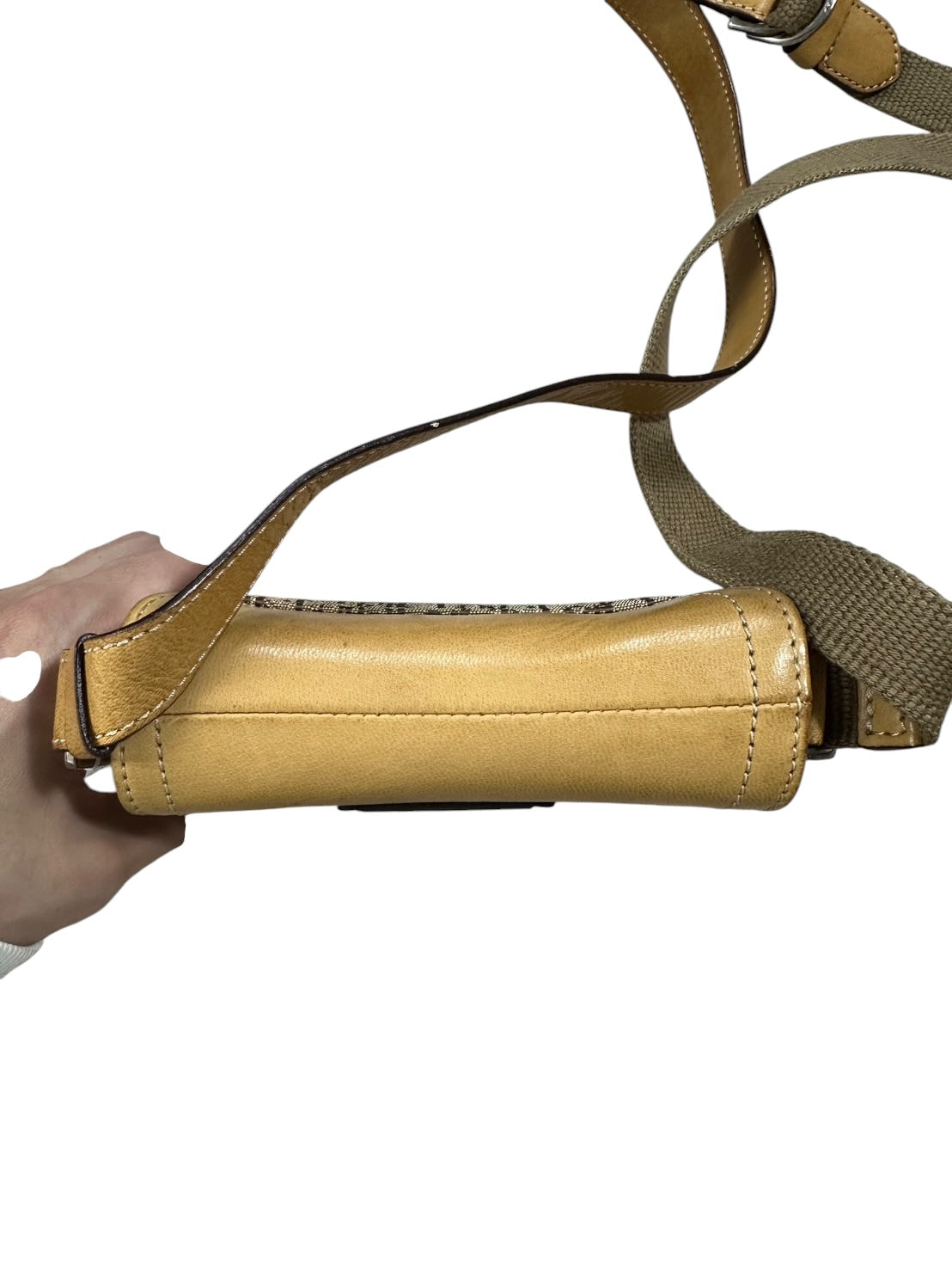 CHRISTIAN DIOR Trotter Shoulder Bag Beige Yellow Leather CH2168