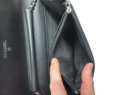 CHANEL Caviar Timeless CC Wallet on Chain WOC Crossbody Bag Black Silver Hardware CH2176
