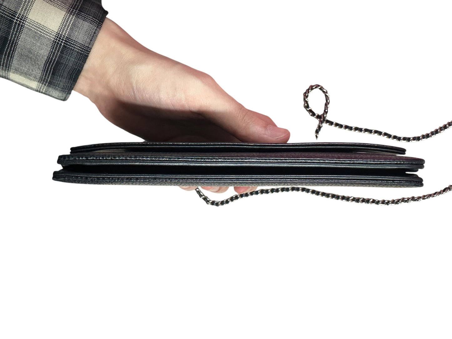 CHANEL Caviar Timeless CC Wallet on Chain WOC Crossbody Bag Black Silver Hardware CH2176