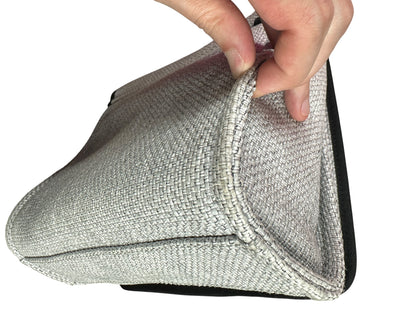 CHANEL Canvas Deauville Wallet on Chain WOC Crossbody Bag Light Grey Silver Hardware CH2178