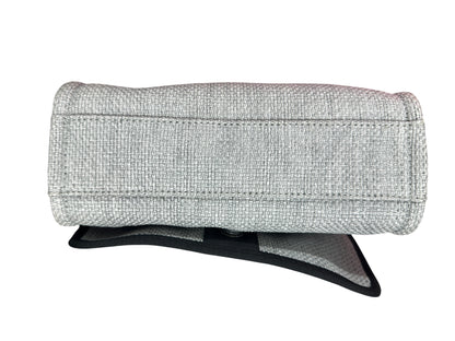 CHANEL Canvas Deauville Wallet on Chain WOC Crossbody Bag Light Grey Silver Hardware CH2178