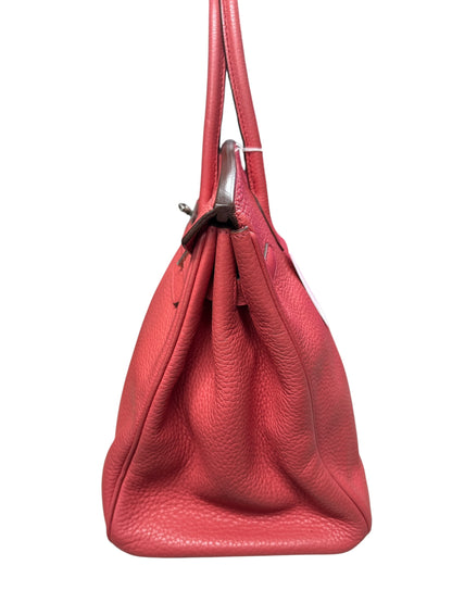 HERMES Togo Birkin 35 Handbag Rose Jaipur Silver Hardware HE458