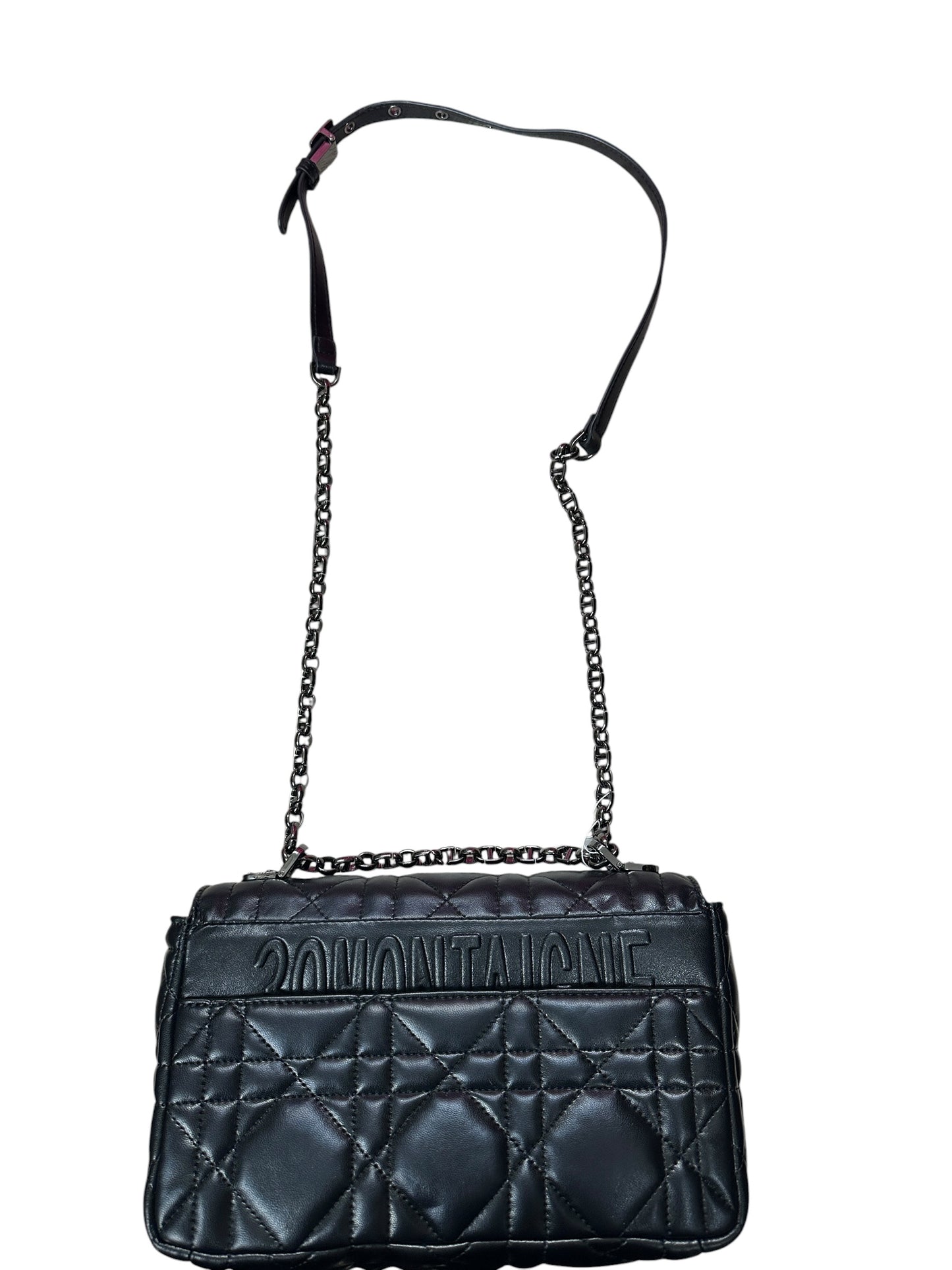 CHRISTIAN DIOR Cannage Lambskin Caro Shoulder Bag Black Silver Hardware Ch2169