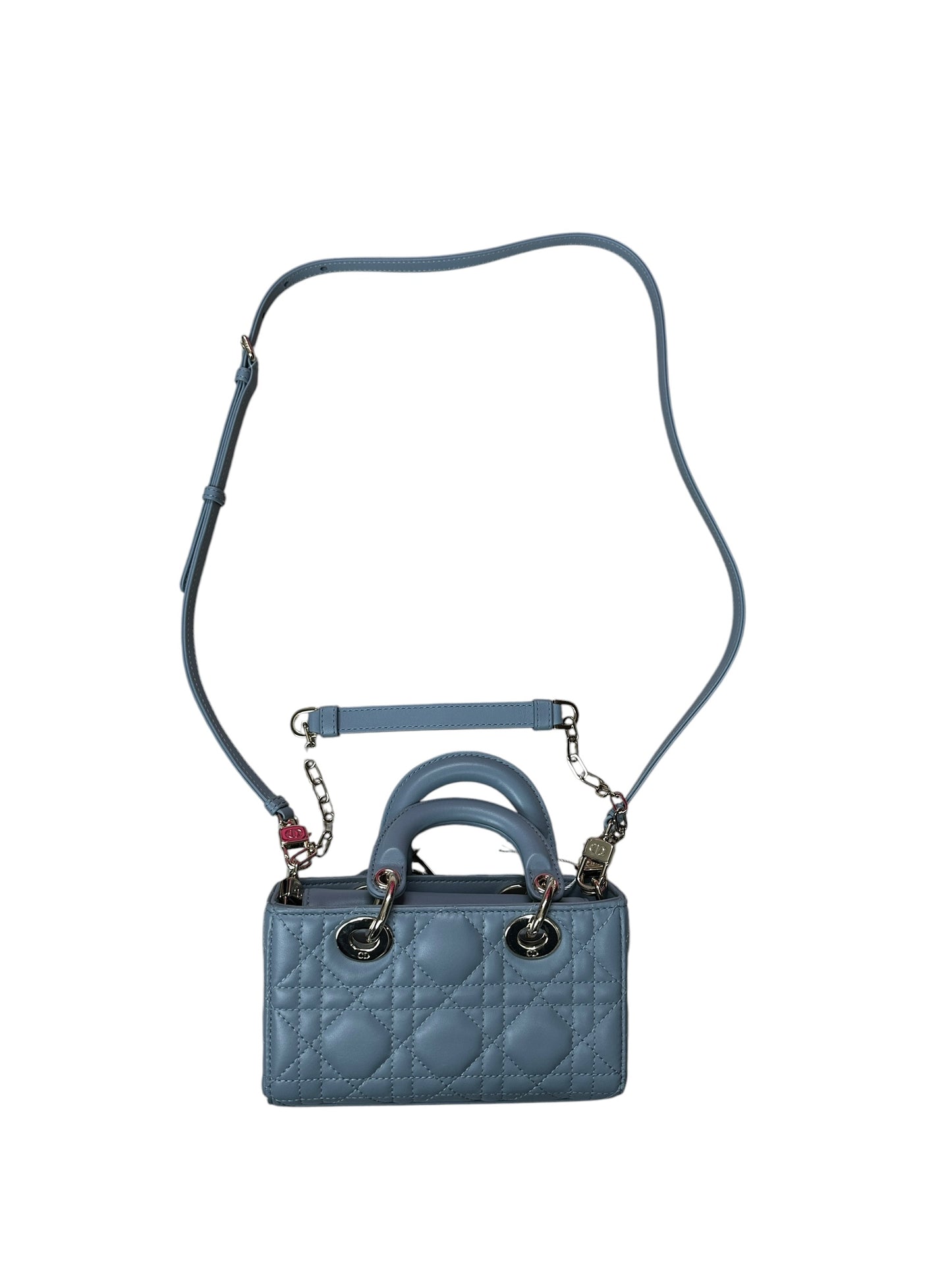 CHRISTIAN DIOR Lady D-Joy Micro Cannage Lambskin Bag Cloud Blue Gold Hardware Ch2173