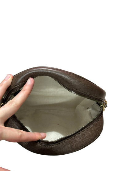 GUCCI x adidas GG Crystal Trefoil Round Shoulder Bag Beige Brown Gold Hardware Gu670