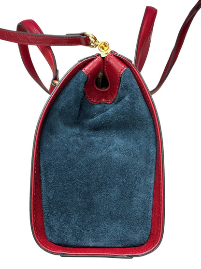 GUCCI Suede Calfskin Ophidia Tote Bag Navy Red Gold Hardware Gu665