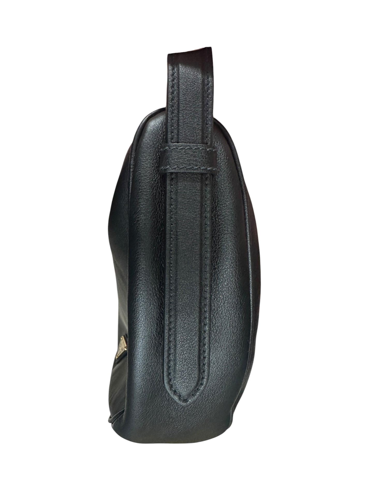 PRADA Arque Smooth Leather Crescent Shoulder Bag Black Gold Hardware PR211
