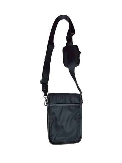 PRADA Re-Nylon Saffiano Vertical Crossbody Bag Black Silver Hardware PR209