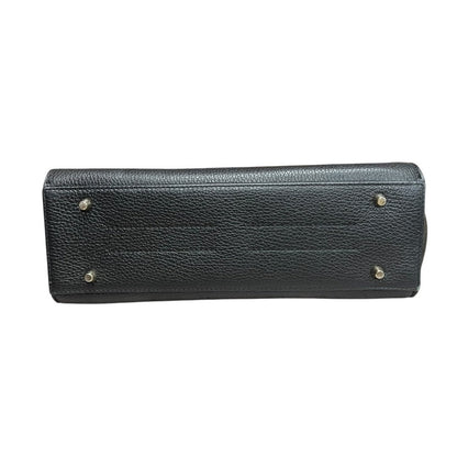 FURLA Grained Leather Handbag Black Gold Hardware Fu1