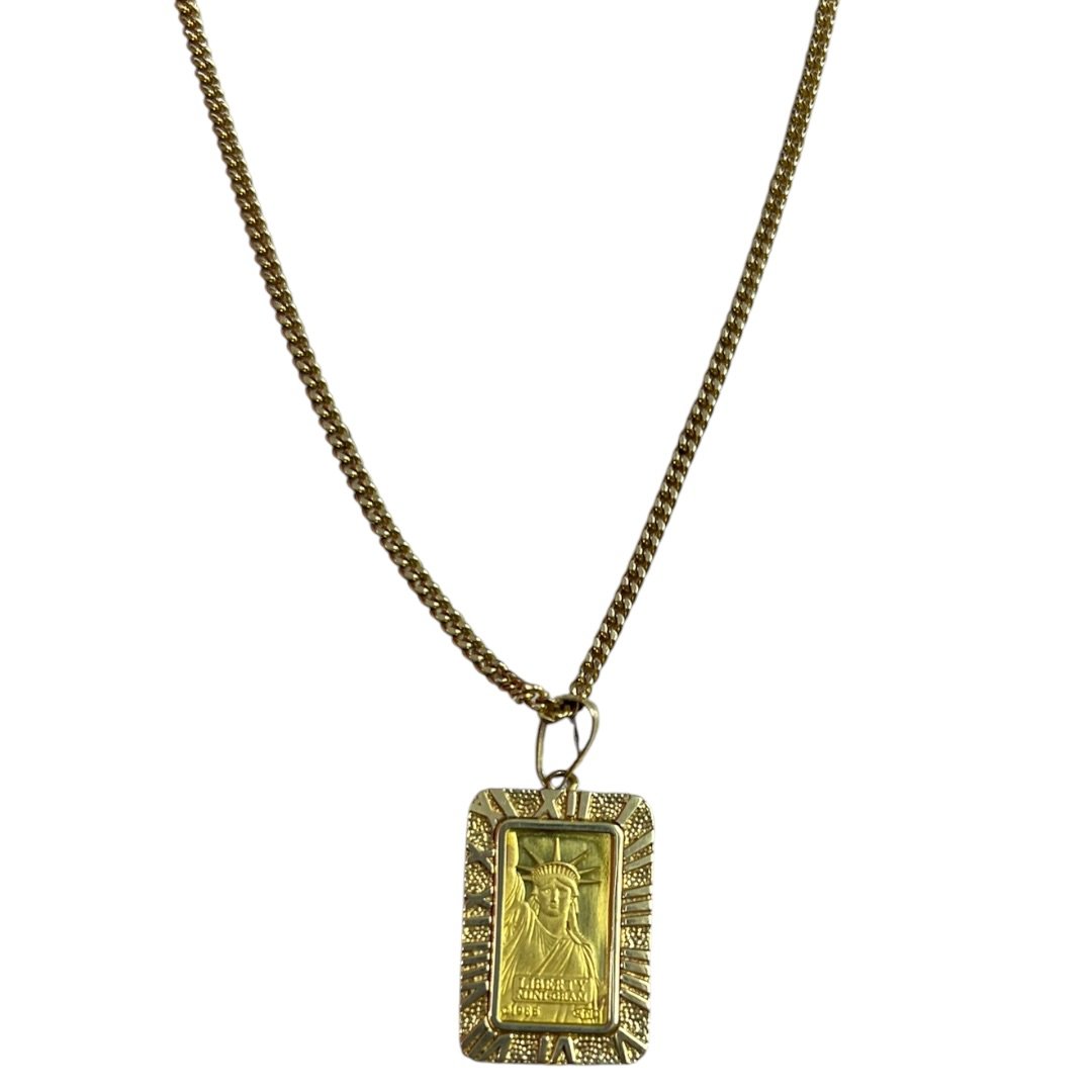 ACCESSORY GENERIC Gold Statue of Liberty 1 oz Gold Bar Pendant Necklace Necklace Gold Gold Hardware Je2