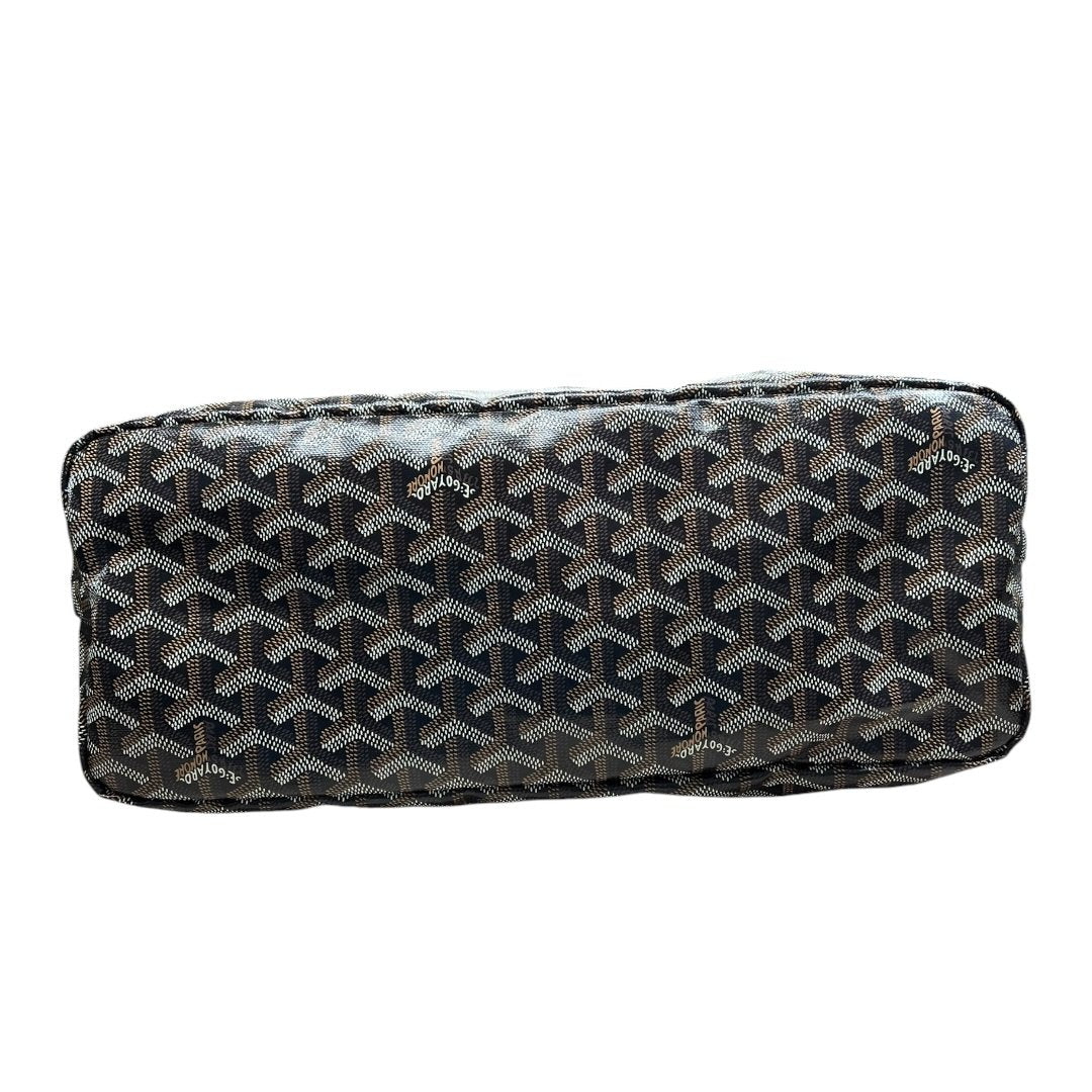 GOYARD Goyardine Canvas Hobo Shoulder Bag Shoulder Bag Black / Tan Silver Hardware GO27