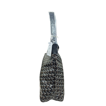 GOYARD Goyardine Canvas Hobo Shoulder Bag Shoulder Bag Black / Tan Silver Hardware GO27
