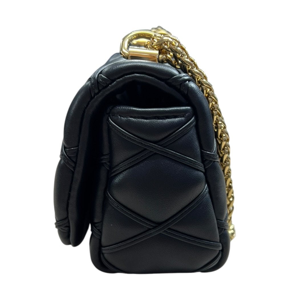 LOUIS VUITTON Quilted Calfskin LV Pont 9 Soft Mini Shoulder Bag Black Gold Hardware LO2373