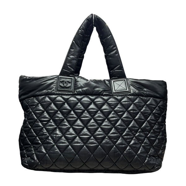 CHANEL Nylon Coco Cocoon Tote Bag Tote Black Silver Hardware CH2184