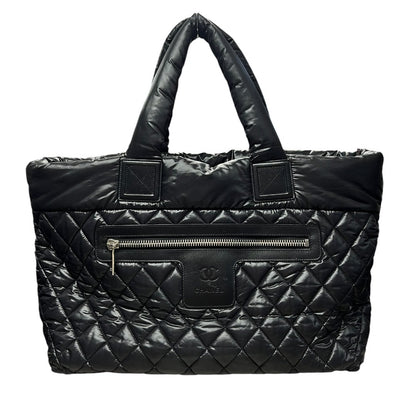 CHANEL Nylon Coco Cocoon Tote Bag Tote Black Silver Hardware CH2184