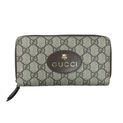 GUCCI GG Supreme Canvas & Leather Neo Vintage GG Supreme Continental Wallet Wallet Beige, Ebony, Brown, Yellow Gold-tone Hardware GU676