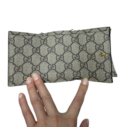 GUCCI GG Supreme Canvas The Hacker Project Tri-Fold Wallet Wallet Beige and Ebony with Black Trim Gold Hardware GU680