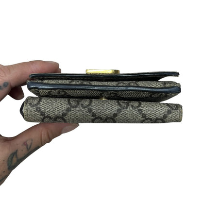 GUCCI GG Supreme Canvas The Hacker Project Tri-Fold Wallet Wallet Beige and Ebony with Black Trim Gold Hardware GU680