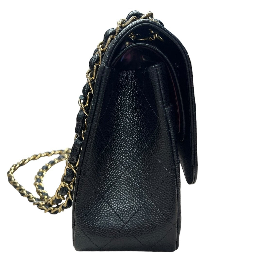CHANEL Caviar Classic Flap Bag Shoulder Bag Black Gold Hardware CH2188