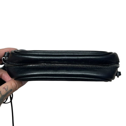 SAINT LAURENT Leather Lou Camera Bag Shoulder Bag Black Silver Hardware YV159