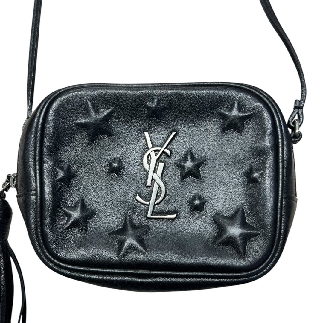 SAINT LAURENT Leather Lou Camera Bag Shoulder Bag Black Silver Hardware YV159