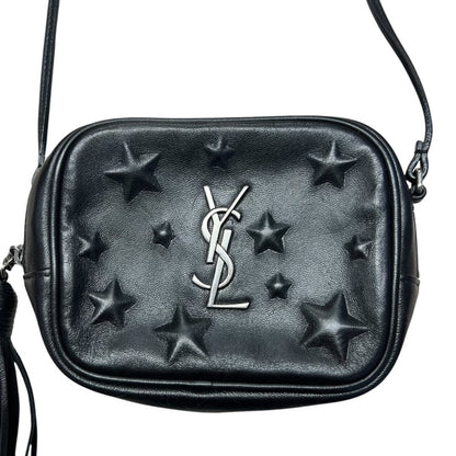 SAINT LAURENT Leather Lou Camera Bag Shoulder Bag Black Silver Hardware YV159