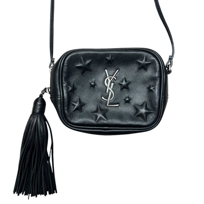 SAINT LAURENT Leather Lou Camera Bag Shoulder Bag Black Silver Hardware YV159